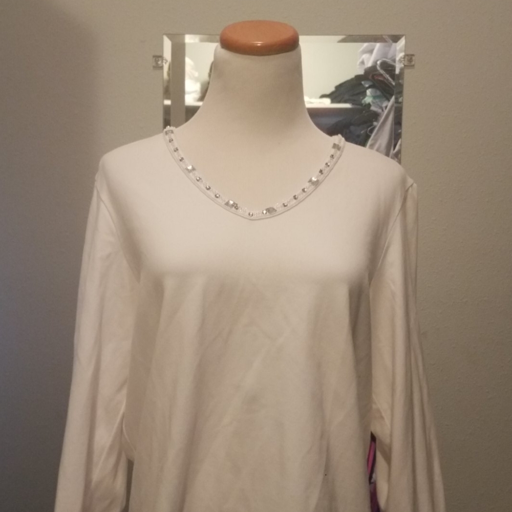 White bedazzled shirt!!